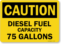 Gallons Diesel Fuel Capacity Sign