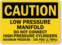 Caution: Do Not Connect High-Pressure Cylinders Sign