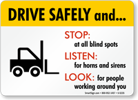 Drive Safely: Stop At Blind Spots Sign