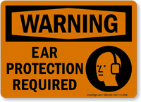 Ear Protection Required Sign With Ear Muff Graphic