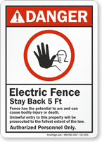 Electric Fence Authorized Personnel Only Danger Sign