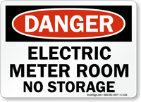 Electric Meter Room No Storage OSHA Danger Sign