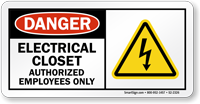 Electrical Closet Authorized Employees Danger Sign