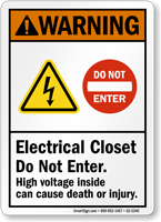 Electrical Closet Do Not Enter High Voltage Sign
