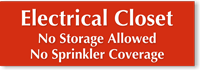 Electrical Closet No Storage Allowed Engraved Sign