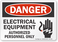 Electrical Equipment Authorized Personnel Danger Sign