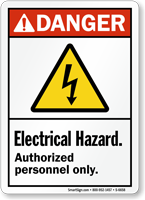 Electrical Hazard Authorized Personnel Only ANSI Danger Sign
