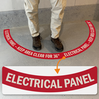 Electrical Panel   Keep Area Clear for 36 Inches, 2 Part Floor Sign