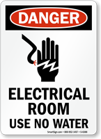 Electrical Room Use No Water Danger Sign