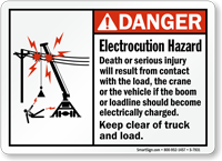 Electrocution Hazard Keep Clear Of Truck, Load Sign