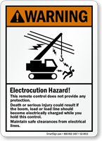 Electrocution Hazard, ANSI Electrical Lines Warning Sign