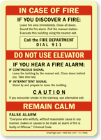 Upon Hearing Fire Alarm, Dial 911 Sign