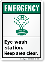 Eyewash Shower Station Keep Area Clear Sign