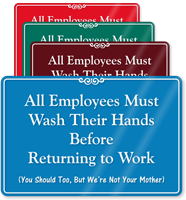 Employees Wash Hands Returning To Work Wall Sign