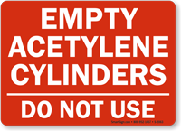 Empty Acetylene Cylinders Sign