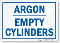 Argon Empty Cylinders Sign