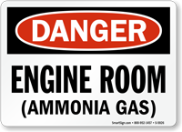 Engine Room Ammonia Gas Danger Sign