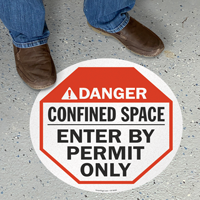 Confined Space Enter By Permit ANSI Danger Sign