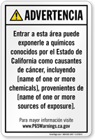 Custom Environmental Exposure Spanish Prop 65 Sign