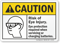Eye Protection Required When Charging Batteries Sign