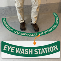 Eye Wash Station   Keep Area Clear, 2 Part Floor Sign