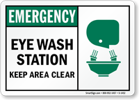 Emergency Eye Wash Station Keep Clear Sign