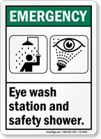 Eye Wash Station Safety Shower ANSI Emergency Sign