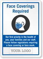 Face Covering Required Add Your Custom Logo Sign