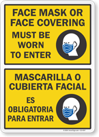 Face Mask Must Be Worn To Enter Bilingual Sign