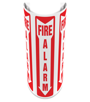 180 Degree Projecting Fire Alarm Sign with arrow
