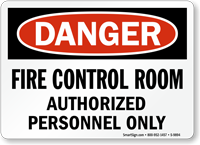 Fire Control Room Authorized Personnel Sign