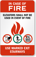 In Case Fire Elevators Out Service Sign