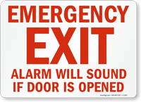 Emergency Exit Alarm Will Sound Sign