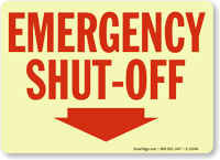 Emergency Shut Off Sign