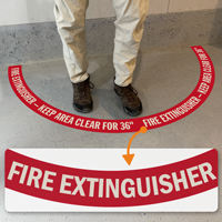 Fire Extinguisher - Keep Area Clear for 36 Inches, 2-Part Floor Sign