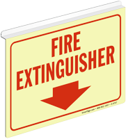 Fire Extinguisher Glow Z Sign for Ceiling