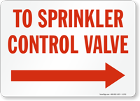 To Sprinkler Control Valve Sign