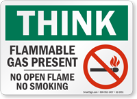 Flammable Gas Present No Open Flame Think Sign