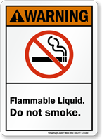 Flammable Liquid Do Not Smoke Warning Sign