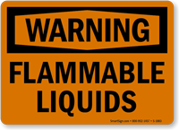 OSHA Warning Flammable Liquids Sign