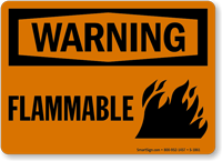 OSHA Warning Flammable Sign with Fire Flame Graphic