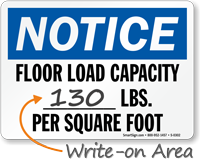 Notice Floor Load Capacity Sign