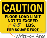 Caution Floor Load Limit Sign