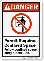 Follow Confined Space Entry Procedures ANSI Danger Sign