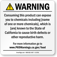 Food Exposure Prop 65 Sign