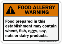Food Prepared May Contain Allergy Warning Sign