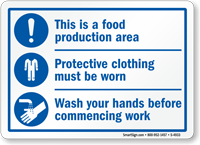 Food Production Area Protective Clothing Must Be Worn Sign, SKU: S-4933 ...