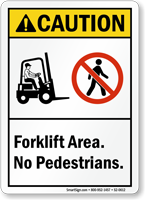 Forklift Area No Pedestrians Caution Sign