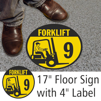 Forklift ID 9 Floor Sign & Label Kit