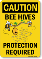 Caution Bee Hives Protection Required Sign